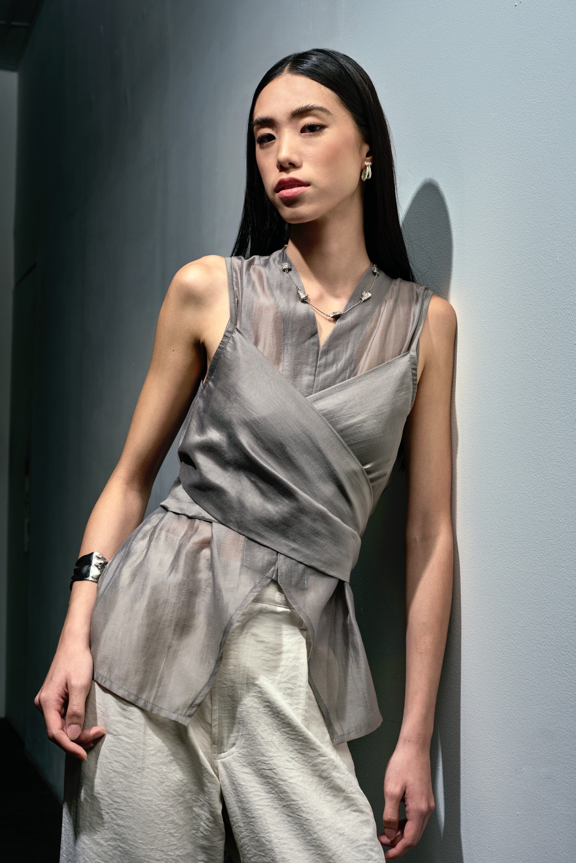 Elara Sheer Wrap Blouse